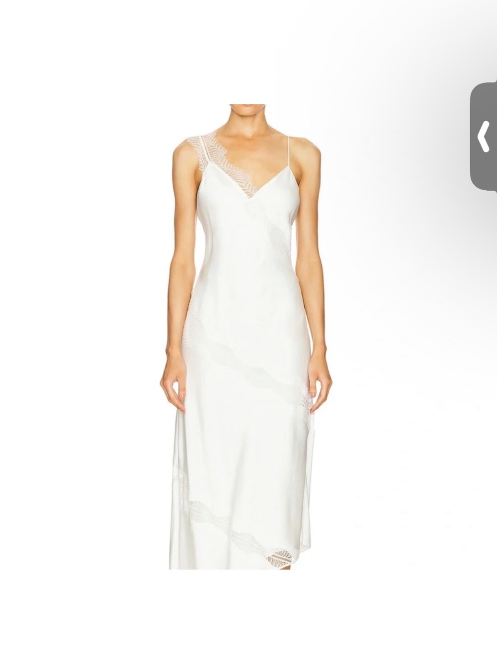 A.L.C. White Slip Midi Dress with Lace Trim